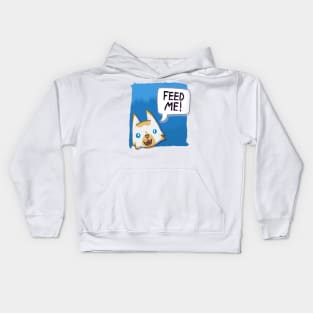 Feed Me! [Flame Point Cat With A Blue Background] Kids Hoodie